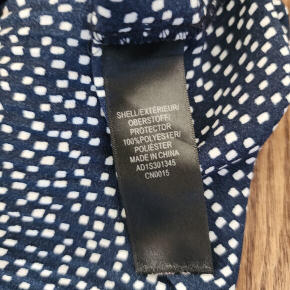 Adrianna Papell Blue with White Dots Pleats Short Ruffle Sleeves Size S Oversize - Picture 6 of 6